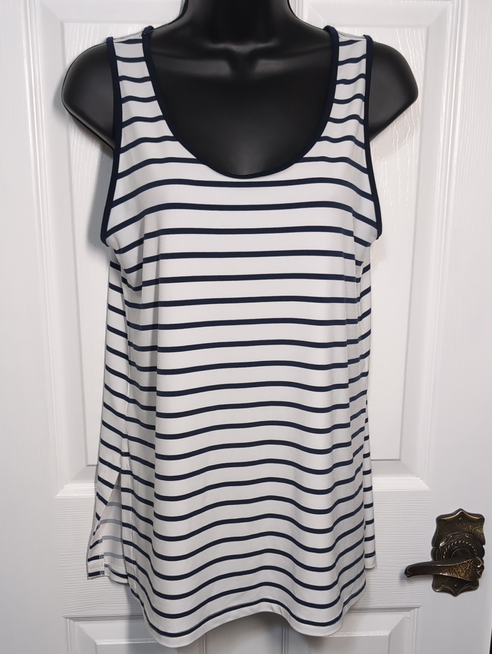 Sympli Striped Flowy Tank Top Size 10